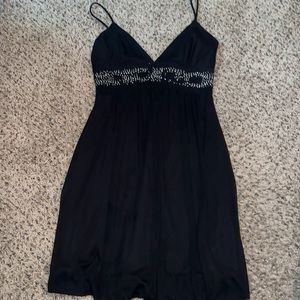 Black cocktail dress with rhinestones
